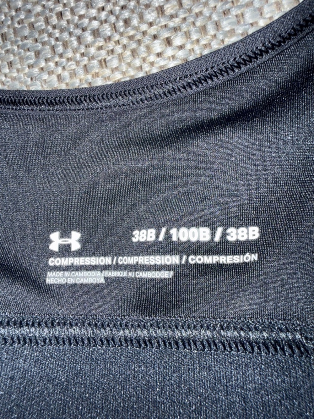 Under Armour Black Padded Racerback Sports Bra with Logo Band - Picture 2 of 5